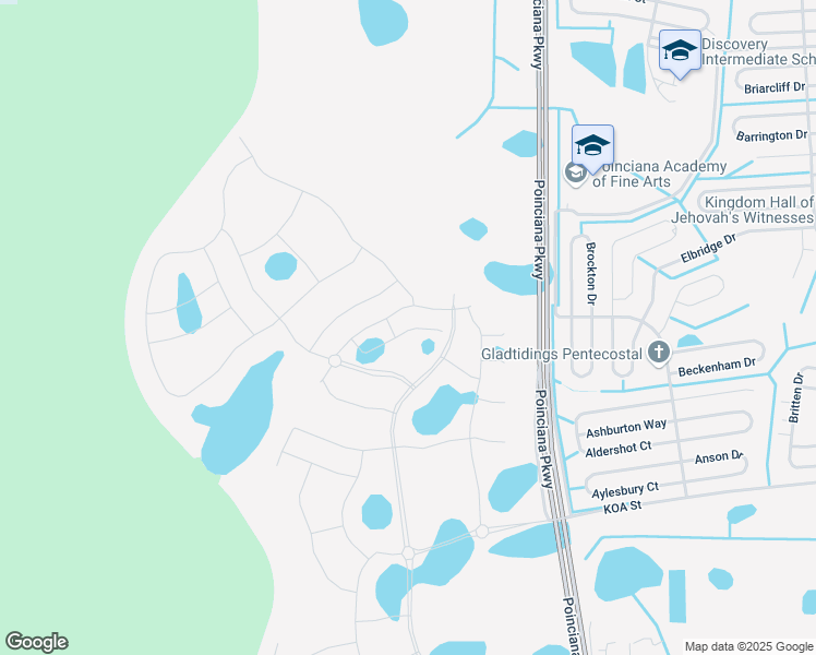 map of restaurants, bars, coffee shops, grocery stores, and more near Poinciana Parkway in Poinciana