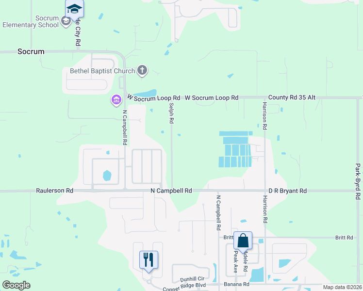 map of restaurants, bars, coffee shops, grocery stores, and more near 8825 Selph Road in Lakeland