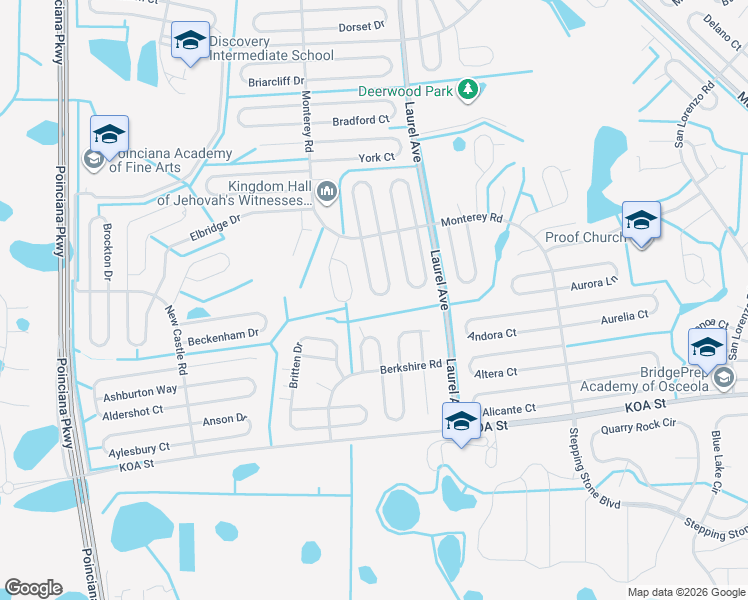 map of restaurants, bars, coffee shops, grocery stores, and more near 531 Brighton Court in Kissimmee