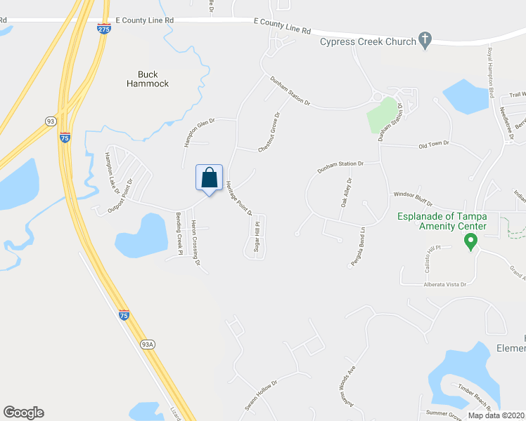 map of restaurants, bars, coffee shops, grocery stores, and more near 20008 Heritage Point Drive in Tampa