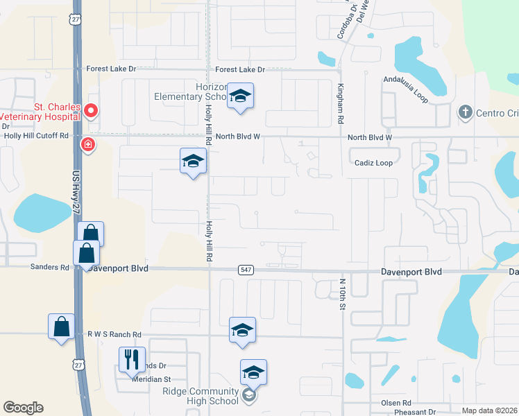 map of restaurants, bars, coffee shops, grocery stores, and more near 724 Ruby Court in Davenport