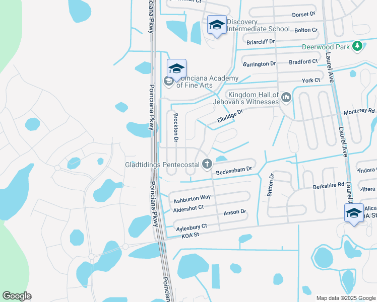 map of restaurants, bars, coffee shops, grocery stores, and more near 544 Bassett Drive in Kissimmee