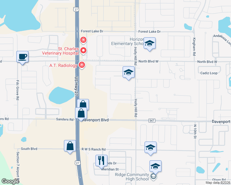 map of restaurants, bars, coffee shops, grocery stores, and more near 1115 Pomelo Street in Davenport