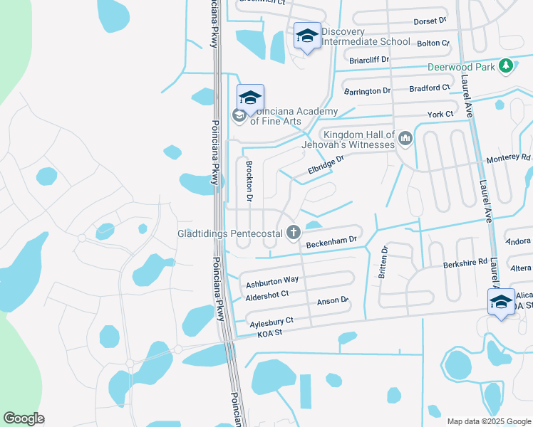 map of restaurants, bars, coffee shops, grocery stores, and more near 544 Bassett Drive in Kissimmee