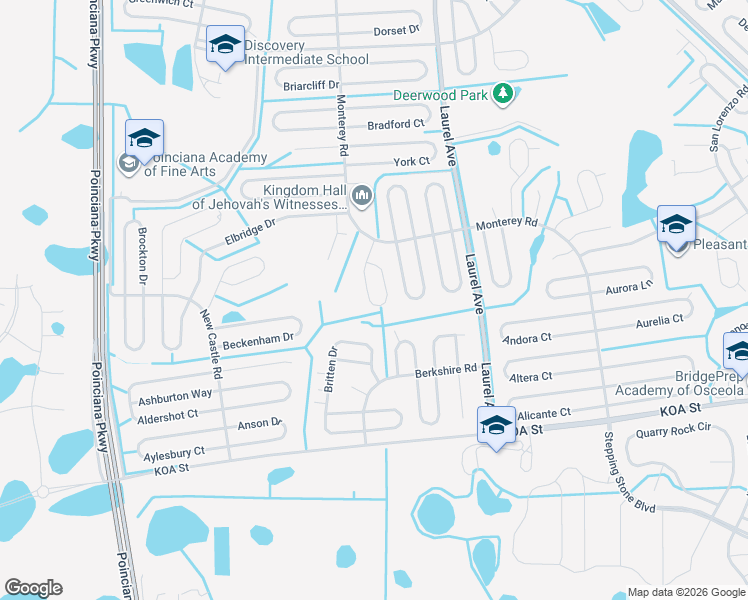 map of restaurants, bars, coffee shops, grocery stores, and more near 541 Bristol Circle in Kissimmee