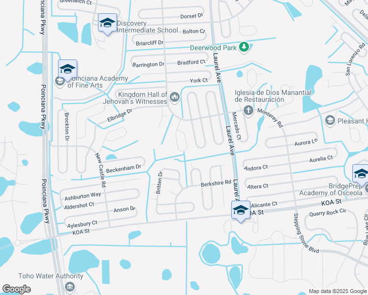 map of restaurants, bars, coffee shops, grocery stores, and more near 557 Bristol Circle in Kissimmee