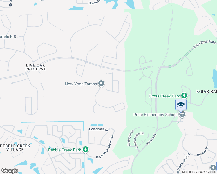 map of restaurants, bars, coffee shops, grocery stores, and more near 20102 Blue Daze Avenue in Tampa