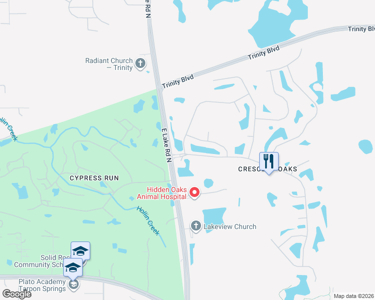 map of restaurants, bars, coffee shops, grocery stores, and more near 1003 Berkshire Lane in Tarpon Springs