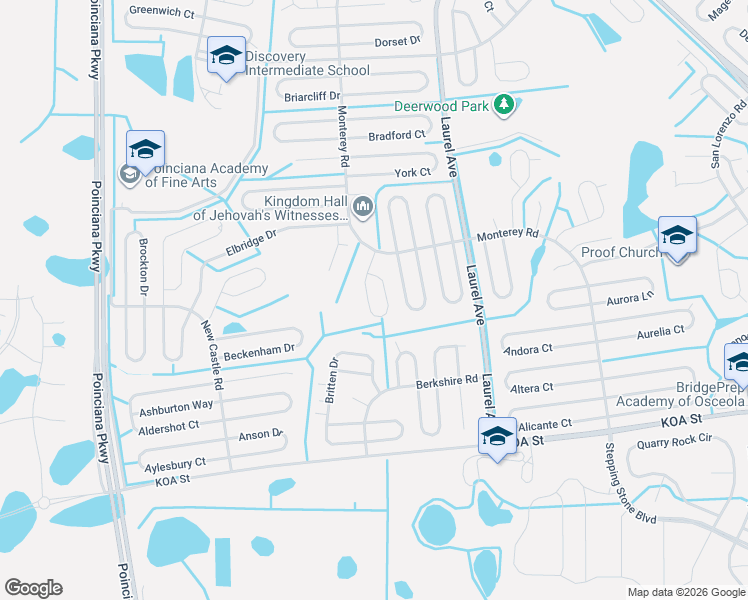 map of restaurants, bars, coffee shops, grocery stores, and more near 541 Bristol Circle in Kissimmee