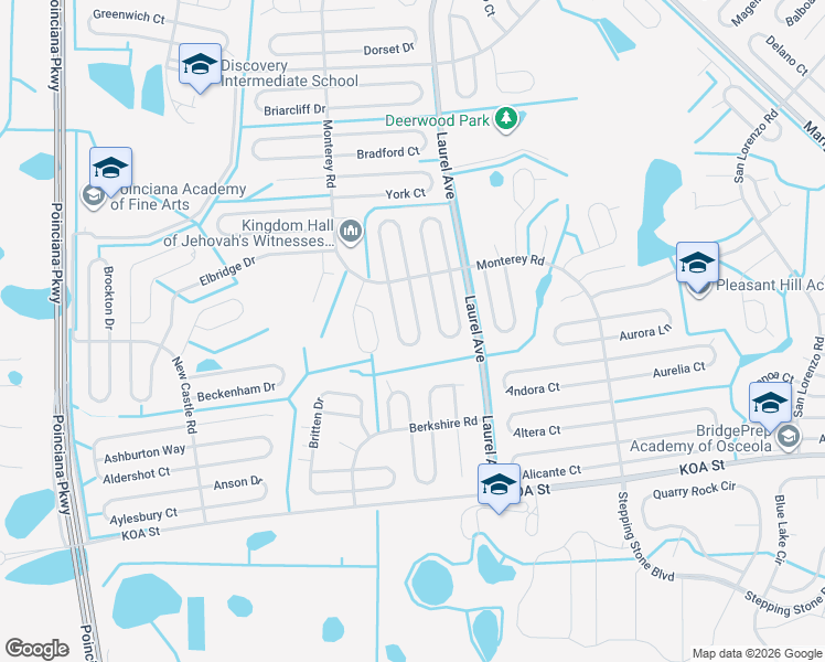 map of restaurants, bars, coffee shops, grocery stores, and more near 531 Brighton Court in Kissimmee