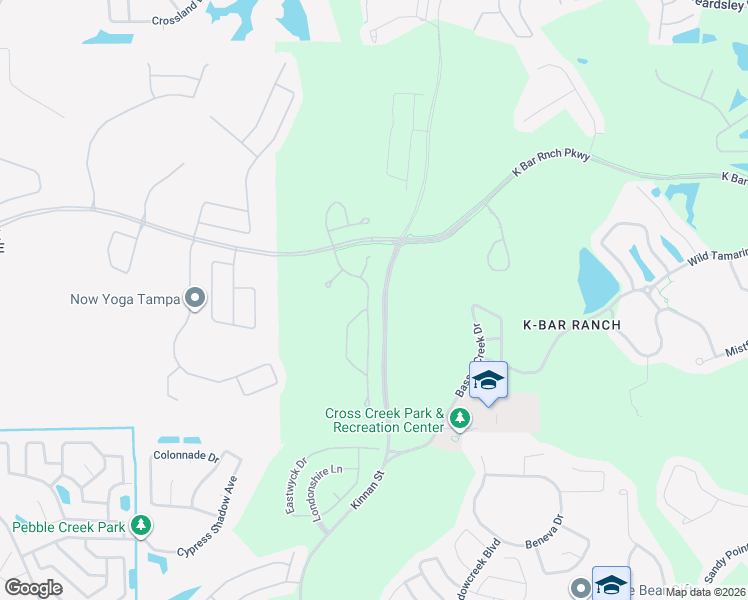 map of restaurants, bars, coffee shops, grocery stores, and more near 20030 Satin Leaf Avenue in Tampa
