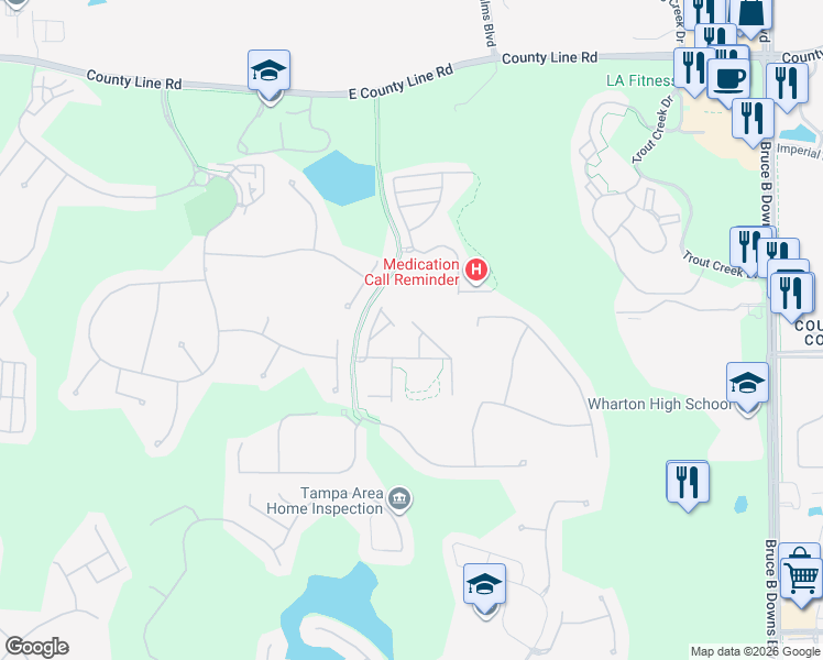 map of restaurants, bars, coffee shops, grocery stores, and more near 8510 Zapota Way in Tampa