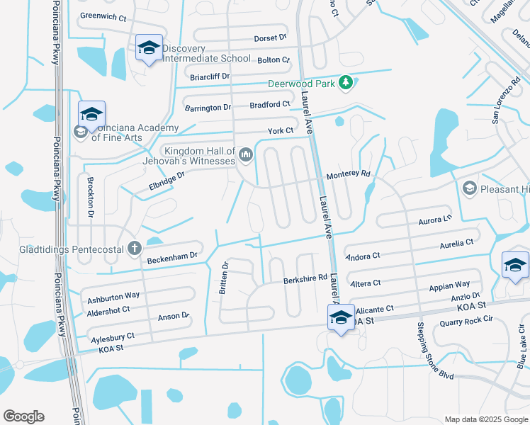map of restaurants, bars, coffee shops, grocery stores, and more near 564 Bristol Circle in Kissimmee