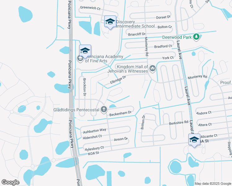map of restaurants, bars, coffee shops, grocery stores, and more near 556 Viceroy Court in Kissimmee