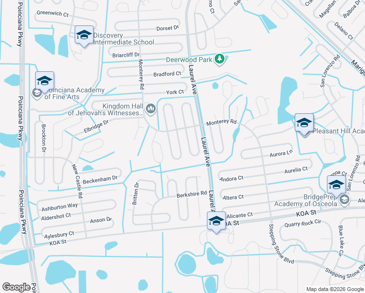 map of restaurants, bars, coffee shops, grocery stores, and more near 508 Brighton Court in Kissimmee
