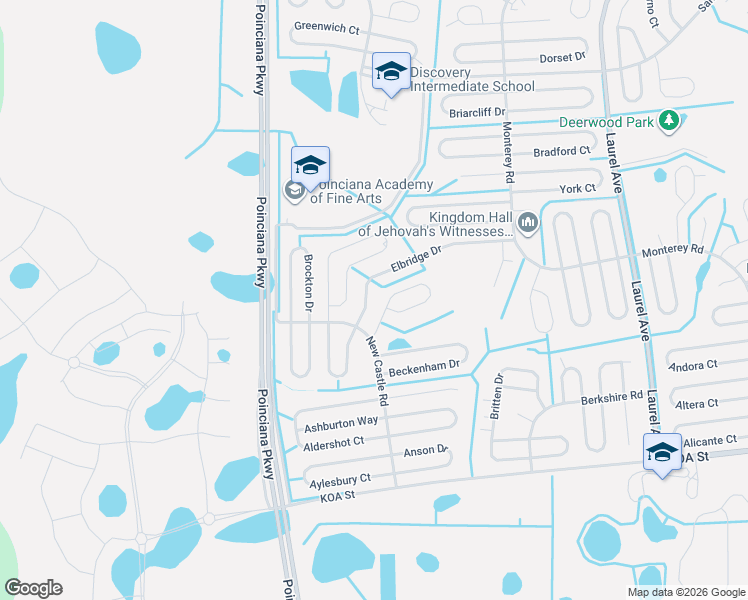 map of restaurants, bars, coffee shops, grocery stores, and more near 616 Elbridge Drive in Kissimmee