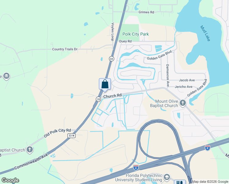 map of restaurants, bars, coffee shops, grocery stores, and more near 8942 Southshore Court in Polk City