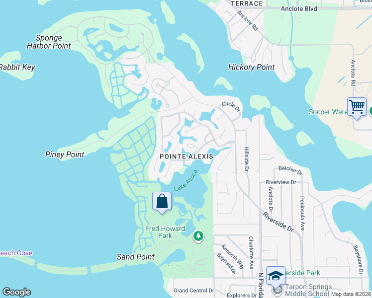 map of restaurants, bars, coffee shops, grocery stores, and more near 1024 Lake Avoca Court in Tarpon Springs