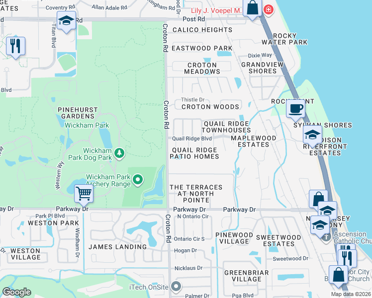 map of restaurants, bars, coffee shops, grocery stores, and more near 3471 Pheasant Court in Melbourne