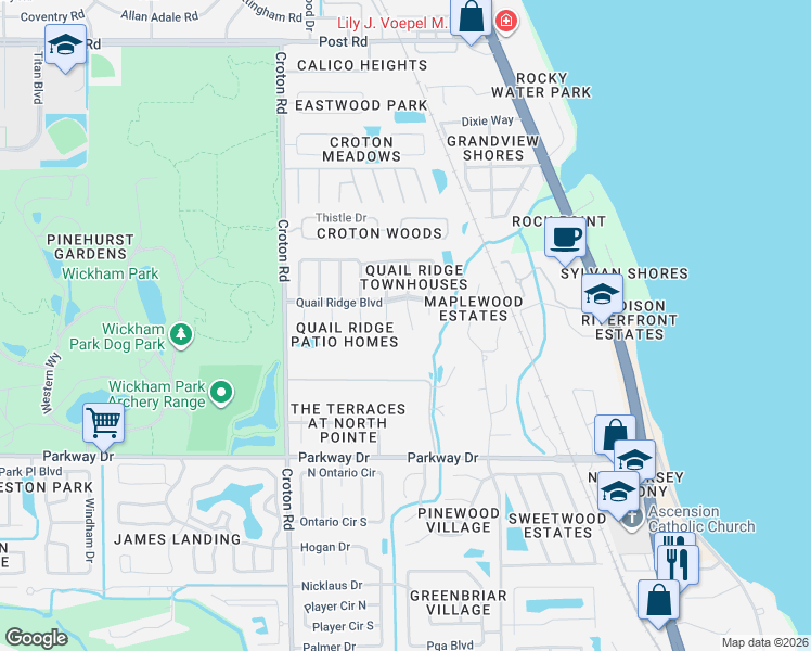 map of restaurants, bars, coffee shops, grocery stores, and more near 3471 Sparrow Court in Melbourne