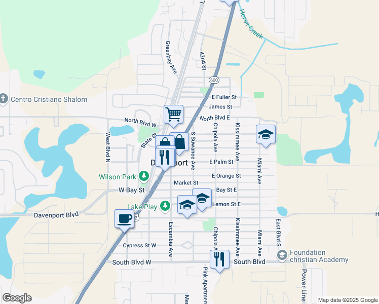 map of restaurants, bars, coffee shops, grocery stores, and more near 2 East Magnolia Street in Davenport