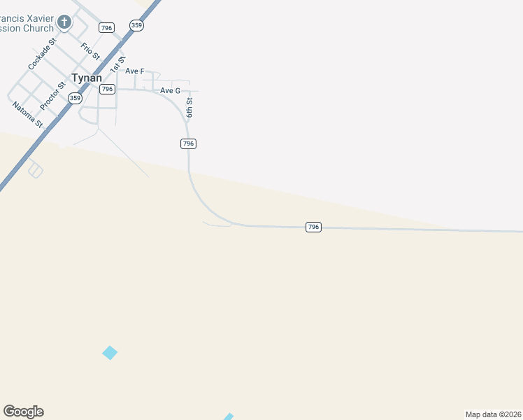 map of restaurants, bars, coffee shops, grocery stores, and more near 14838 Farm to Market Road 796 in Mathis