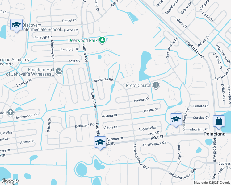 map of restaurants, bars, coffee shops, grocery stores, and more near 12 Cecilia Way in Kissimmee
