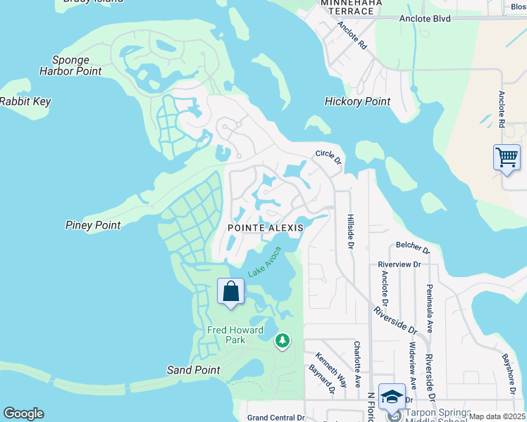 map of restaurants, bars, coffee shops, grocery stores, and more near 1024 Lake Avoca Court in Tarpon Springs