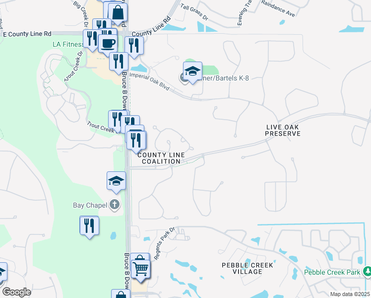 map of restaurants, bars, coffee shops, grocery stores, and more near 9014 Iron Oak Avenue in Tampa