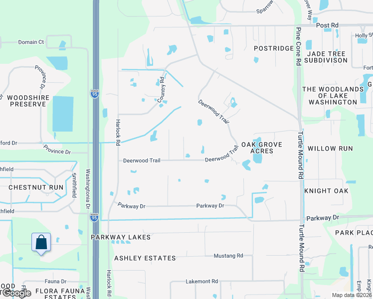 map of restaurants, bars, coffee shops, grocery stores, and more near 4300 Deerwood Trail in Melbourne