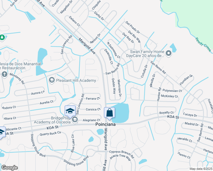 map of restaurants, bars, coffee shops, grocery stores, and more near 516 Maricopa Dr in Kissimmee