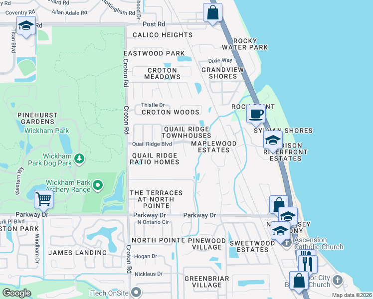 map of restaurants, bars, coffee shops, grocery stores, and more near 3471 Sparrow Court in Melbourne