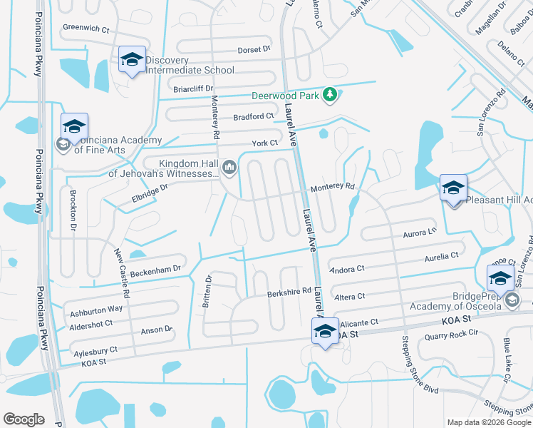 map of restaurants, bars, coffee shops, grocery stores, and more near 508 Brighton Court in Kissimmee