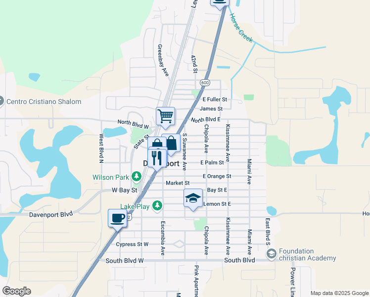 map of restaurants, bars, coffee shops, grocery stores, and more near 2 Magnolia St in Davenport