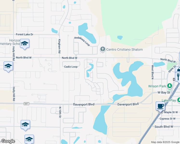 map of restaurants, bars, coffee shops, grocery stores, and more near 151 Center Crest Boulevard in Davenport