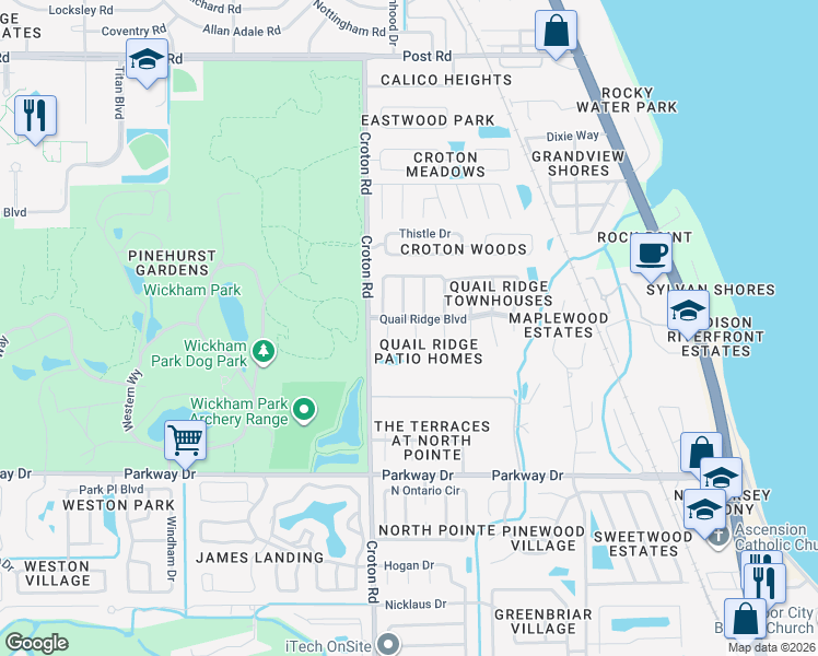 map of restaurants, bars, coffee shops, grocery stores, and more near 3486 Pheasant Court in Melbourne