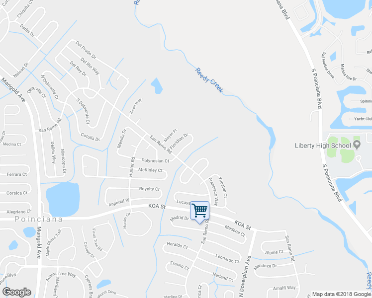 map of restaurants, bars, coffee shops, grocery stores, and more near 622 Floridian Drive in Kissimmee