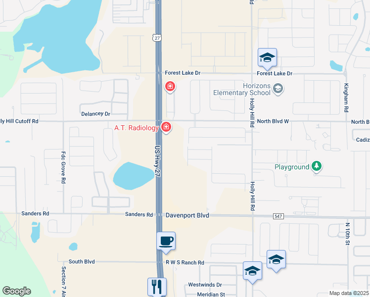 map of restaurants, bars, coffee shops, grocery stores, and more near 889 Citrus Reserve Boulevard in Davenport