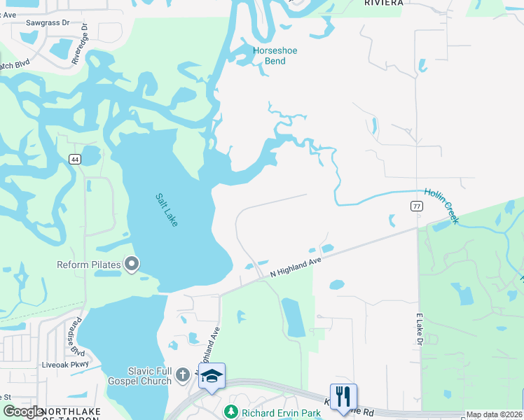 map of restaurants, bars, coffee shops, grocery stores, and more near 1055 Riverside Ridge Road in Tarpon Springs