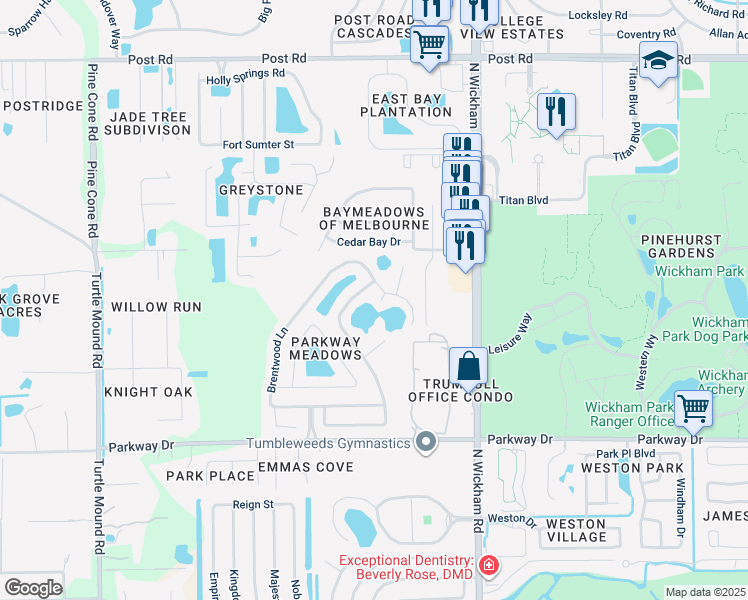 map of restaurants, bars, coffee shops, grocery stores, and more near 3488 Ashwood Court in Melbourne