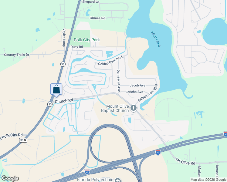 map of restaurants, bars, coffee shops, grocery stores, and more near 9002 Damascus Avenue in Polk City