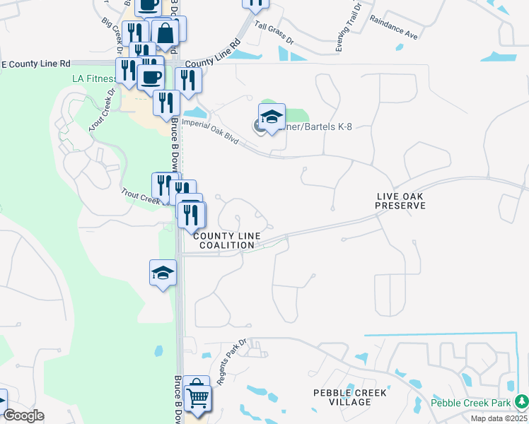 map of restaurants, bars, coffee shops, grocery stores, and more near 9035 Iron Oak Avenue in Tampa