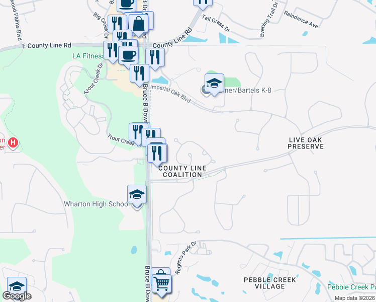 map of restaurants, bars, coffee shops, grocery stores, and more near 9084 Iron Oak Avenue in Tampa
