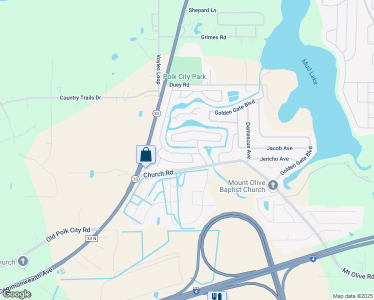 map of restaurants, bars, coffee shops, grocery stores, and more near 5177 Island View Circle South in Polk City