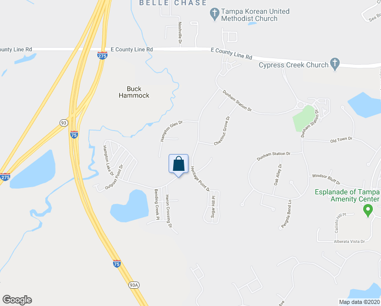 map of restaurants, bars, coffee shops, grocery stores, and more near 20144 Heritage Point Drive in Tampa