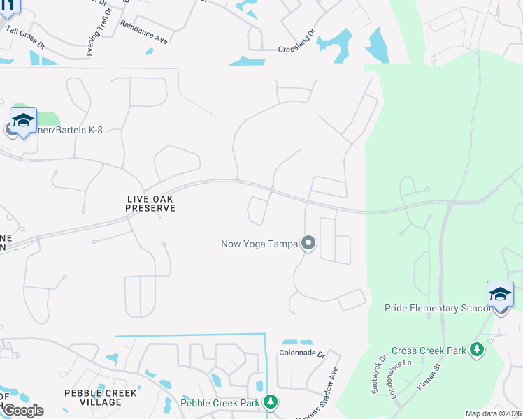 map of restaurants, bars, coffee shops, grocery stores, and more near 20116 Bay Cedar Avenue in Tampa