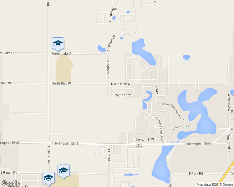 map of restaurants, bars, coffee shops, grocery stores, and more near 437 Cadiz Loop in Davenport