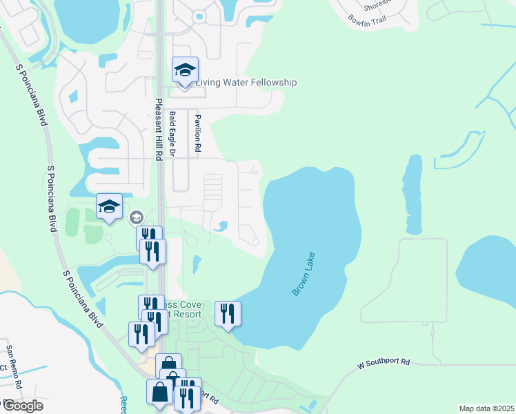 map of restaurants, bars, coffee shops, grocery stores, and more near 3260 Cumberland Court in Kissimmee