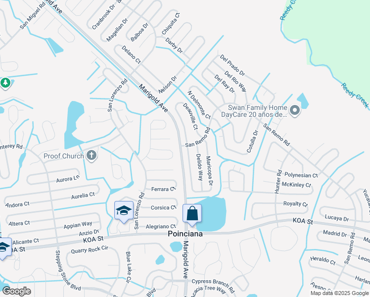 map of restaurants, bars, coffee shops, grocery stores, and more near 502 Maricopa Dr in Kissimmee