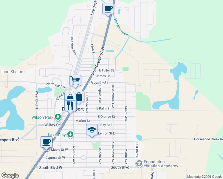 map of restaurants, bars, coffee shops, grocery stores, and more near 204 East Pine Street in Davenport